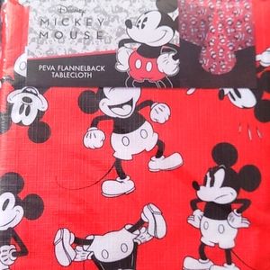 Red Mickey Mouse Flannel Back Tablecloths